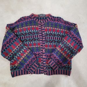 Maggie White Made in London cardigan button down designer vintage wool colorful